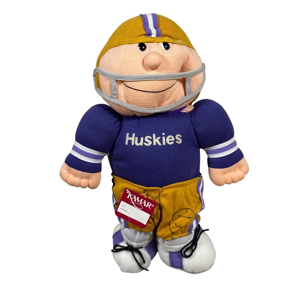 NWT Rare Vintage Kamar 1980's university WA UW Huskies Football Plush Seattle